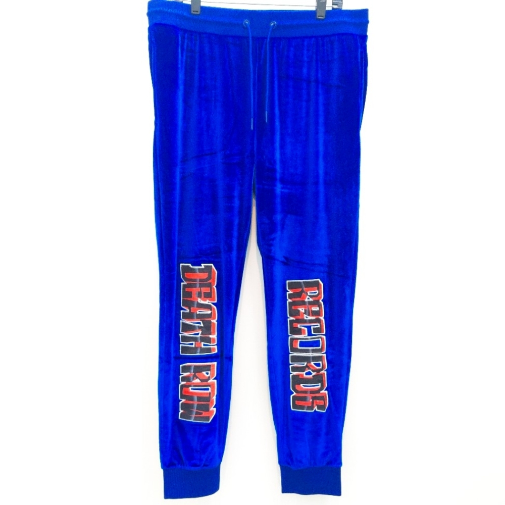 NWT Death Row Records Royal Blue Velour 3D Core Logo Graphic Jogger Sweatpant XL